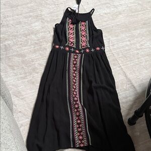 NWT Justice Black Dress with Pink Embroidery